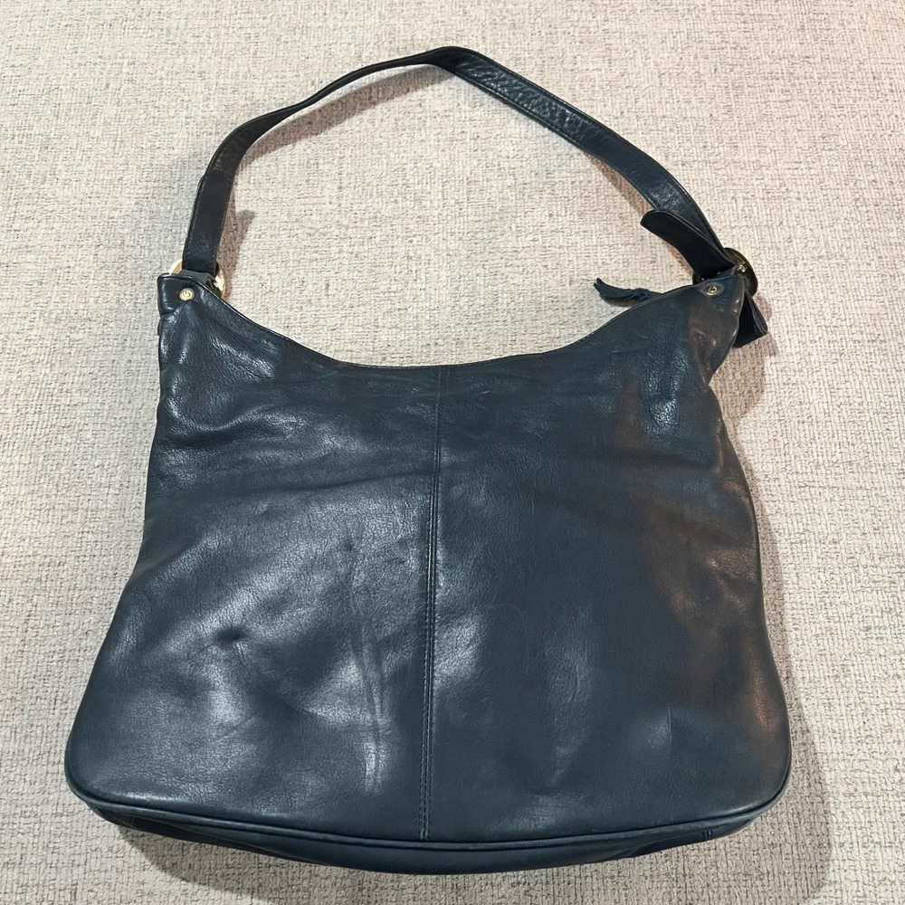 Brio‎ Leather Shoulder Bag Dark Blue Hobo Purse